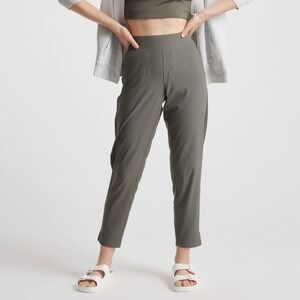Quince Performance Tech Ankle Pants Olive Green XL Ribbed Waistband Tapered Leg‎